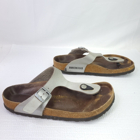 Birkenstock Gizeh Silver Birk-Flor Sandals Slip On Flip Flop Shoes Size 36 US 5 - Picture 2 of 6